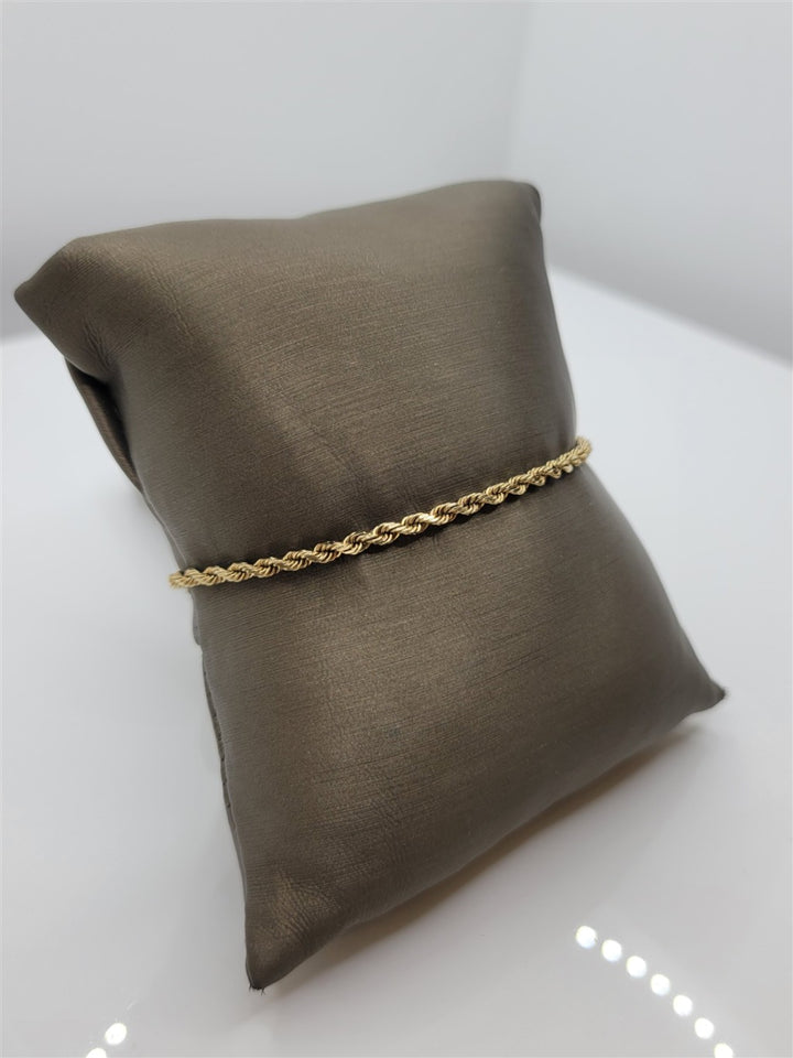 7" 14K Yellow Gold 2.4mm Diamond Cut Rope Bracelet