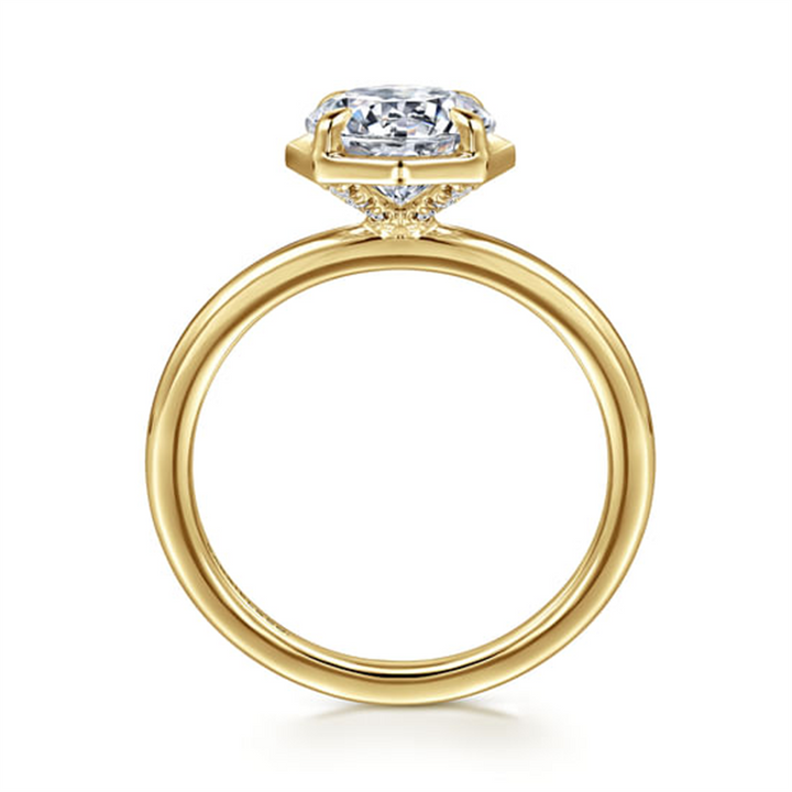 14K Yellow Gold Round Diamond Engagement Ring Mounting