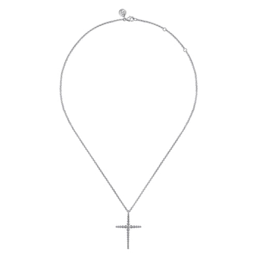 Sterling Silver Beaded Cross Necklace