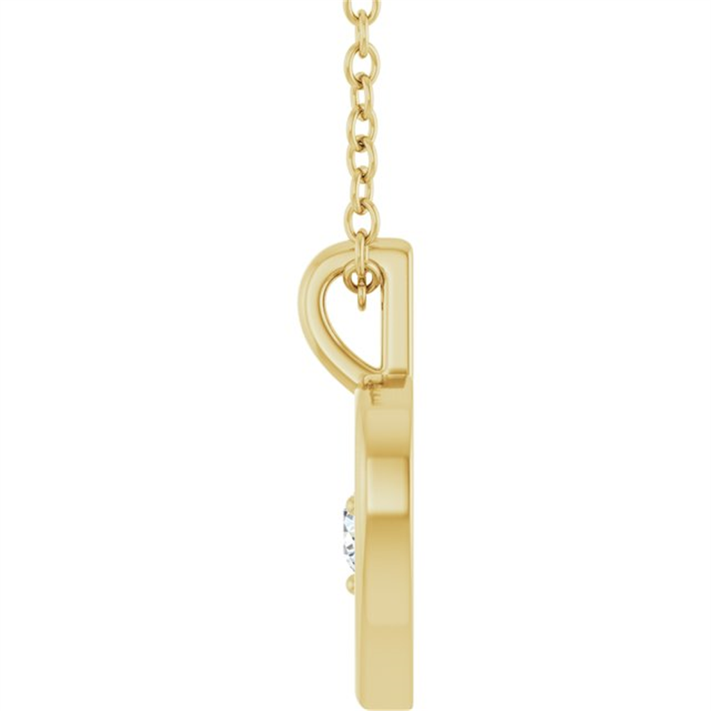 14K Yellow Gold Diamond Heart Fashion Necklace