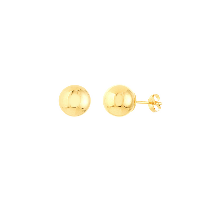 14K Yellow Gold 8mm Hollow Ball Stud Earrings