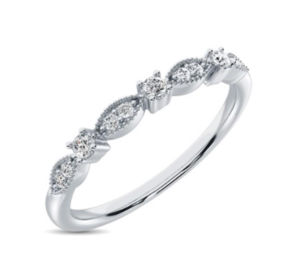 14K White Gold Stackable Gem Star Diamond Fashion Ring