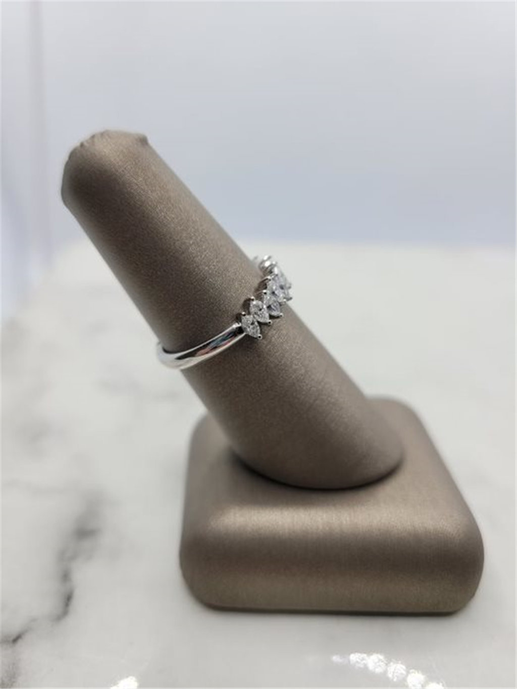 14K White Gold Marquise Diamond Wedding Band