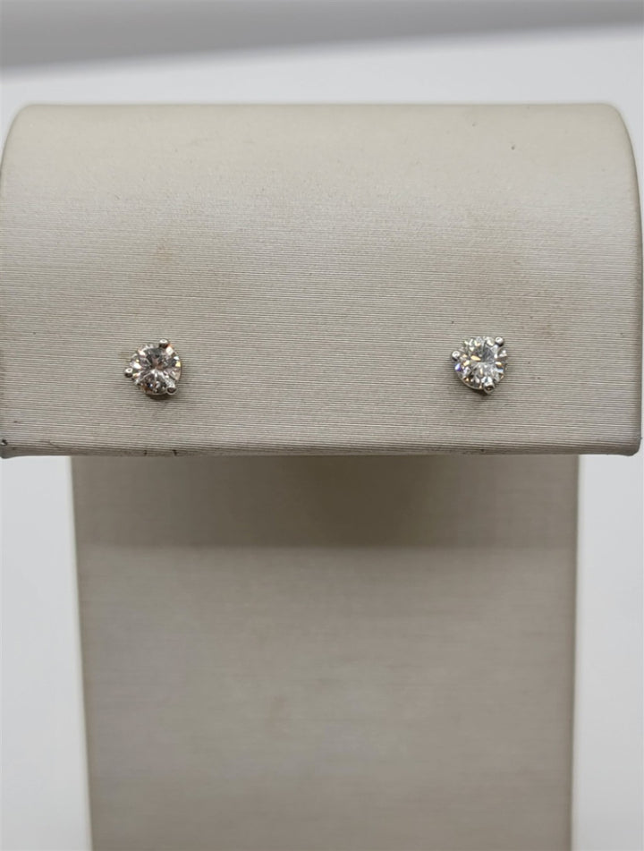 14K White Gold 3-Prong Martini .42 Twt Diamond Stud Earrings