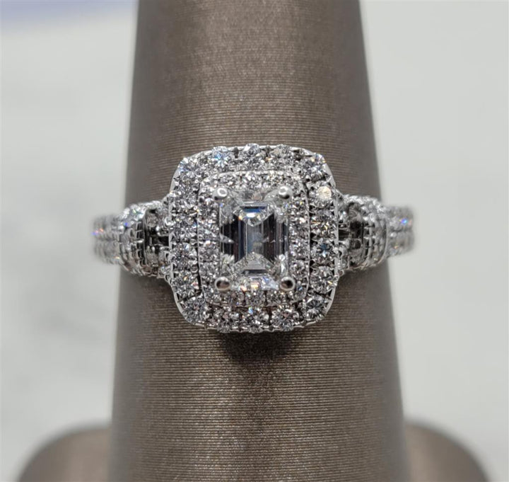 14K White Gold Halo Diamond Engagement Ring