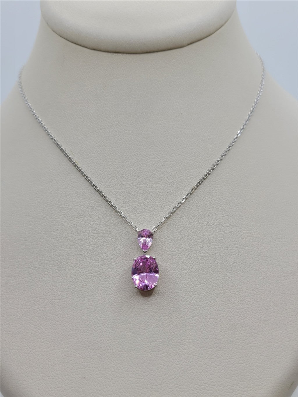 Sterling Silver Lab Grown Pink Tourmaline Necklace