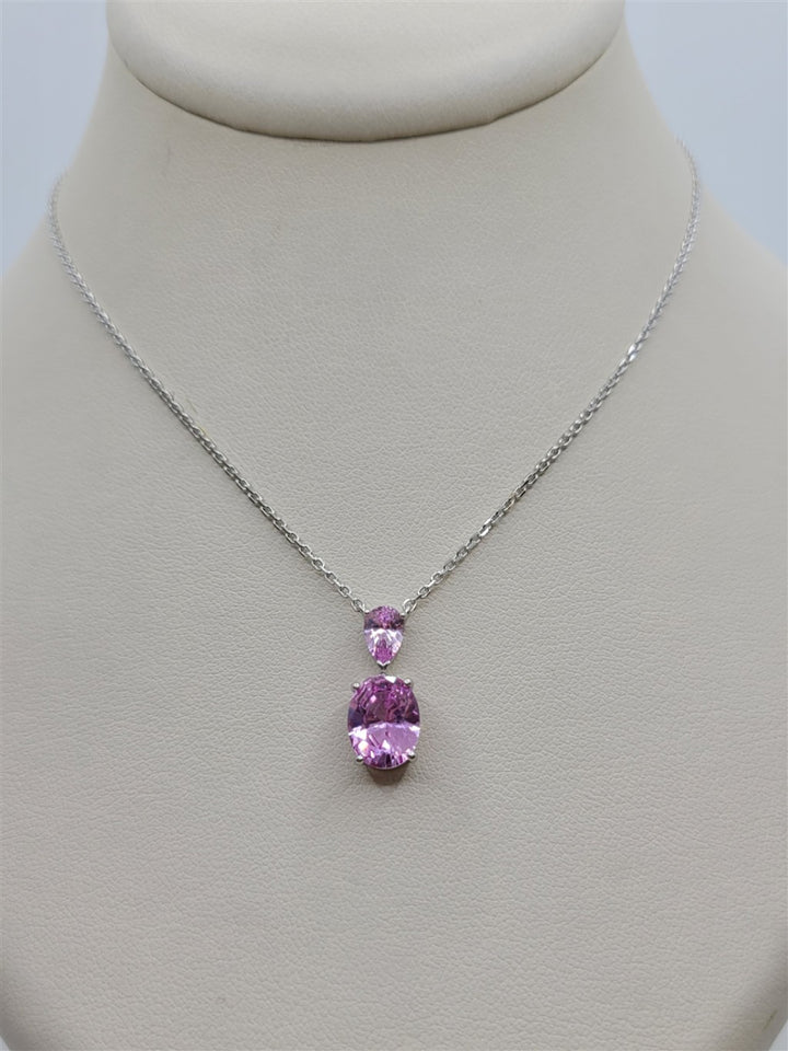 Sterling Silver Lab Grown Pink Tourmaline Necklace