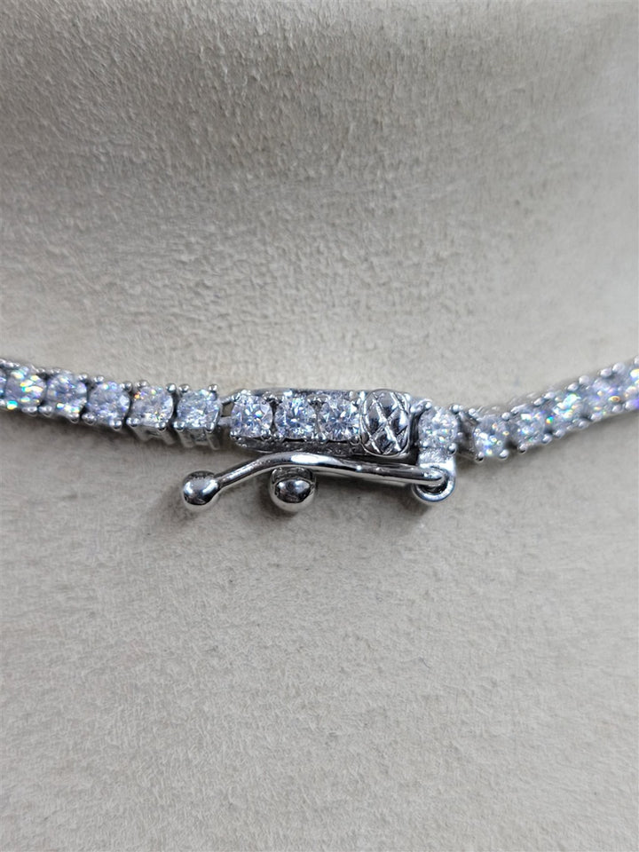 Sterling Silver Cubic Zirconia Tennis Link Silver Necklace