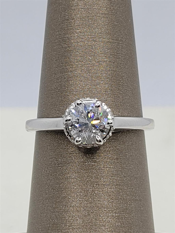 14K White Gold Halo Diamond Engagement Ring