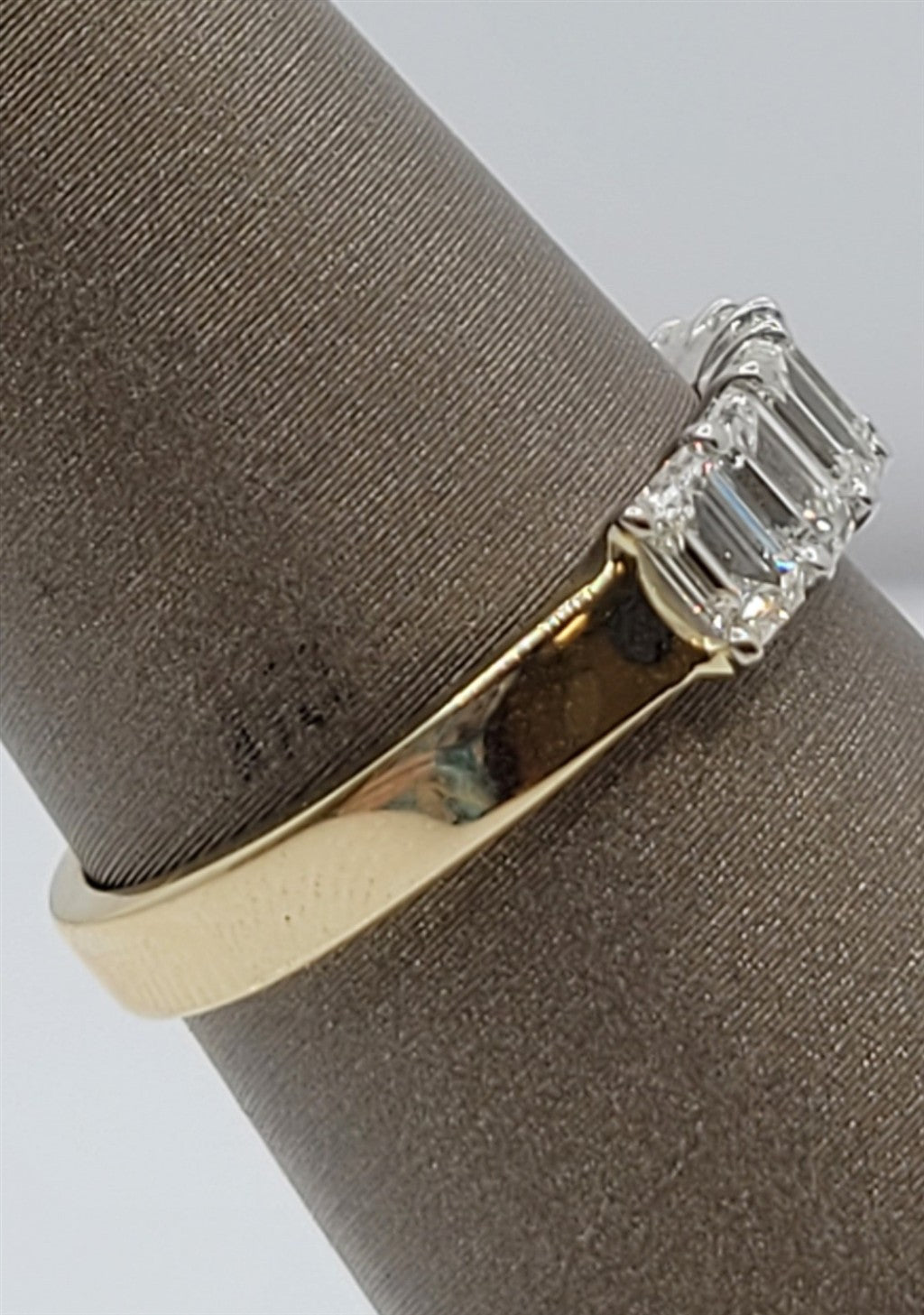 14K Two-Tone Gold 7-Stone Emerald Cut Natural Diamond Band
