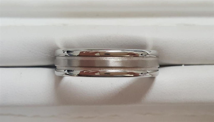 Tungsten & 14k White Gold 6mm Wedding Band