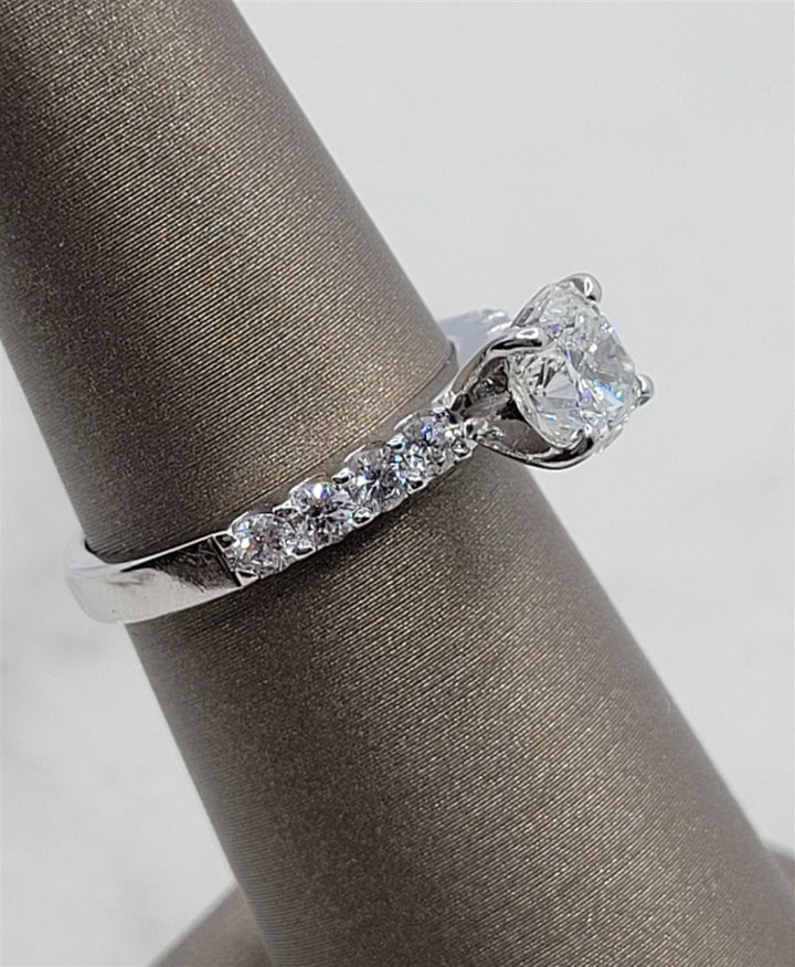 14K White Gold Classic Cushion Cut Diamond Engagement Ring