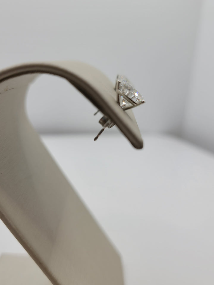 14K White Gold 3.10 Twt Round Cut Lab Grown Stud Earrings
