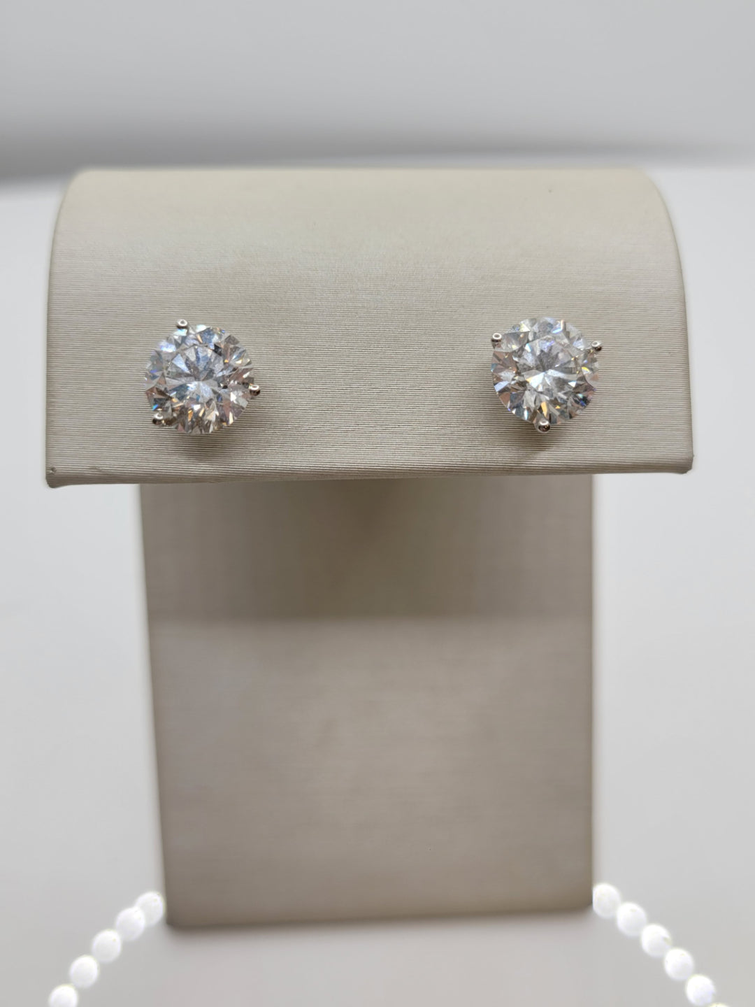 14K White Gold 4.10 Twt Round Cut Lab Grown Stud Earrings