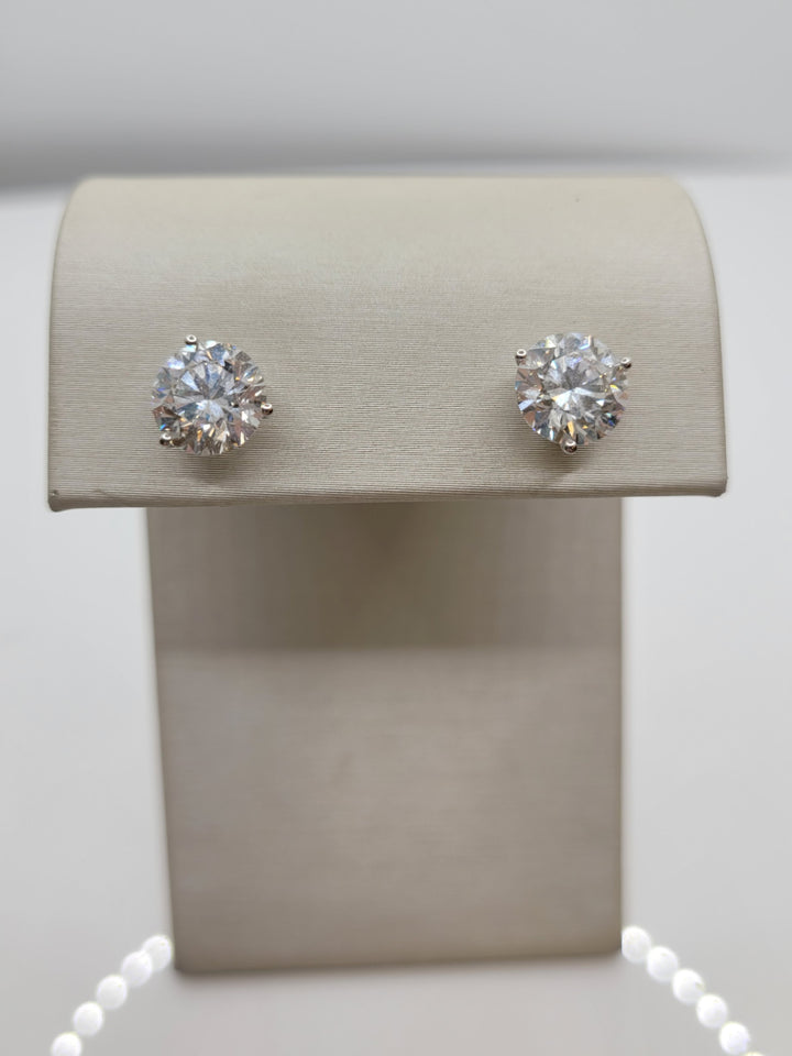 14K White Gold 4.10 Twt Round Cut Lab Grown Stud Earrings