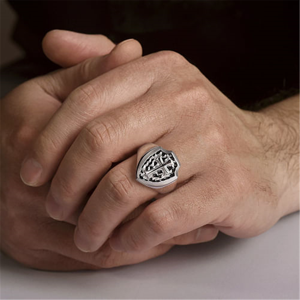 Men's Sterling Silver "Gabriel & Co." Religious Cross Signet Fashion Ring