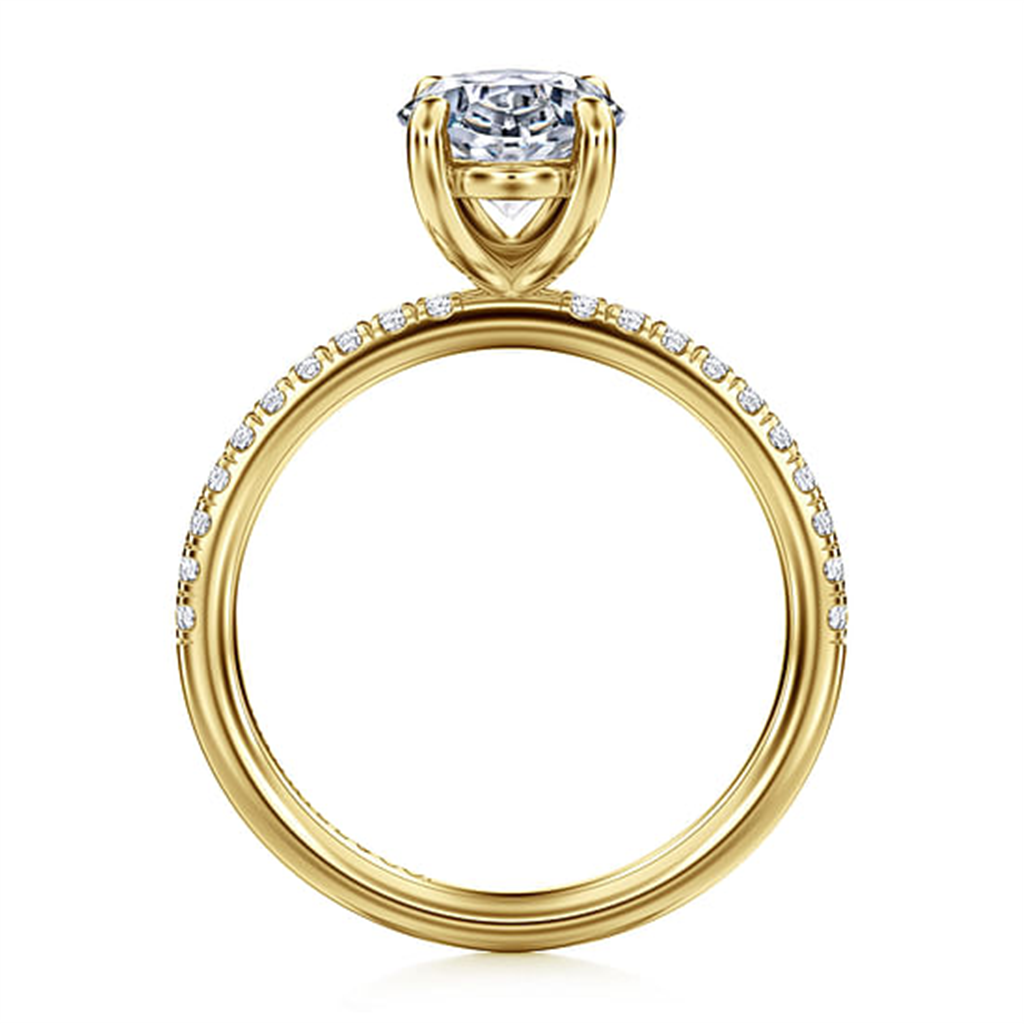 14K Yellow Gold Oval Diamond Engagement Ring Mounting