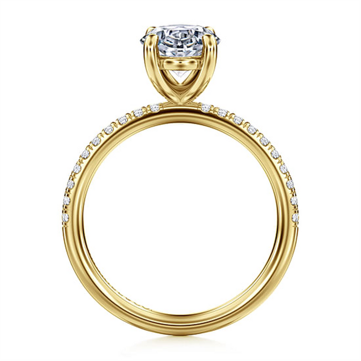 14K Yellow Gold Oval Diamond Engagement Ring Mounting