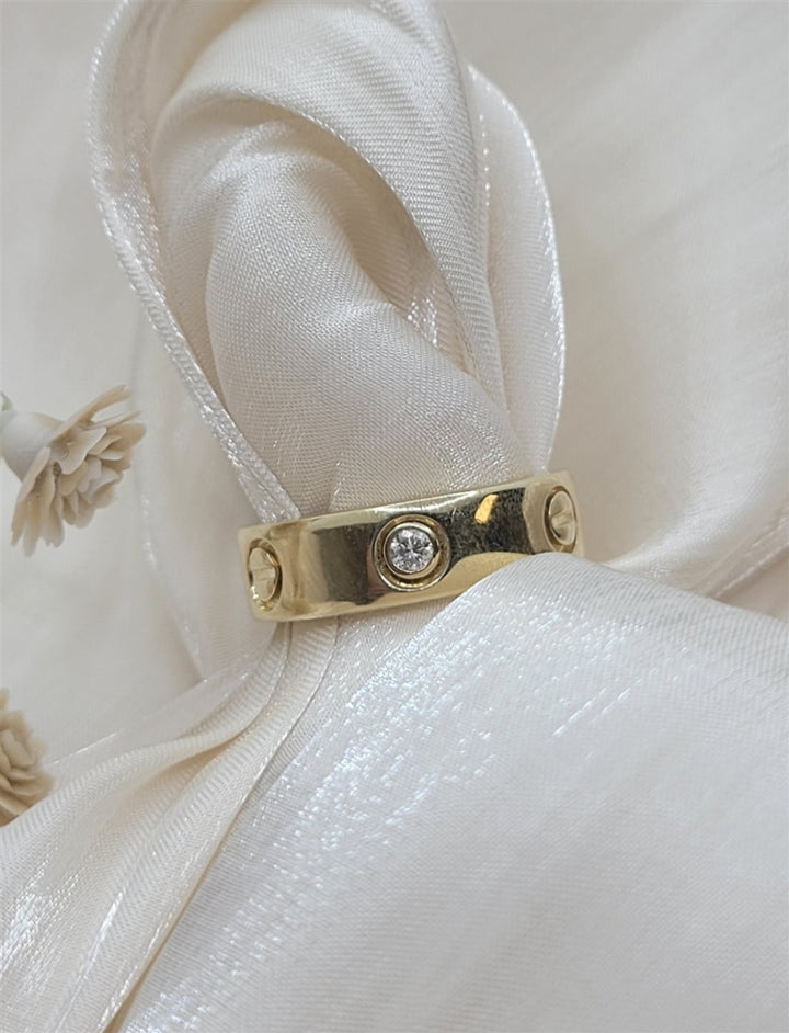 14K Yellow Gold Diamond Stations Fashion Ring