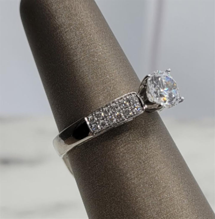 14K White Gold Modern Classic Diamond Mounting Ring