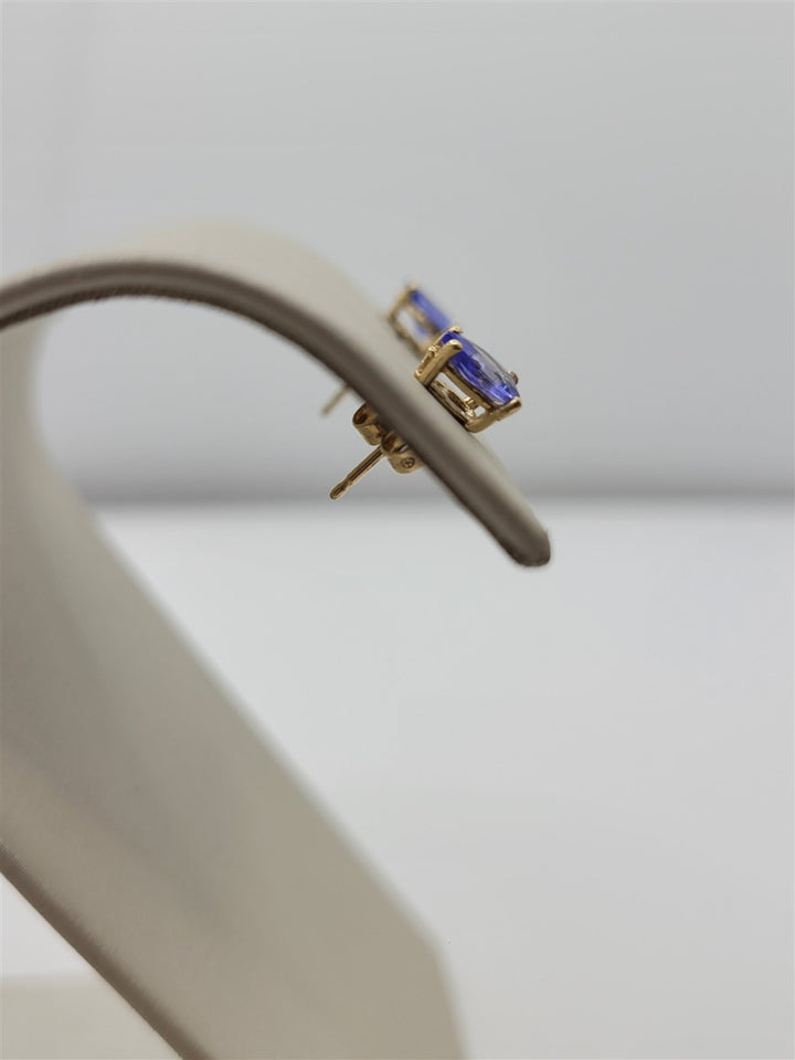 14K Yellow Gold Tanzanite Stud Fashion Earrings