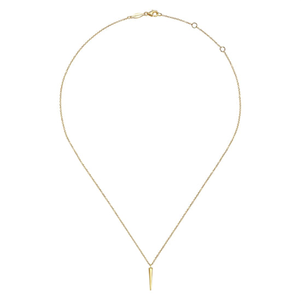 17.5" 14K Yellow Gold Spike Pendant Necklace