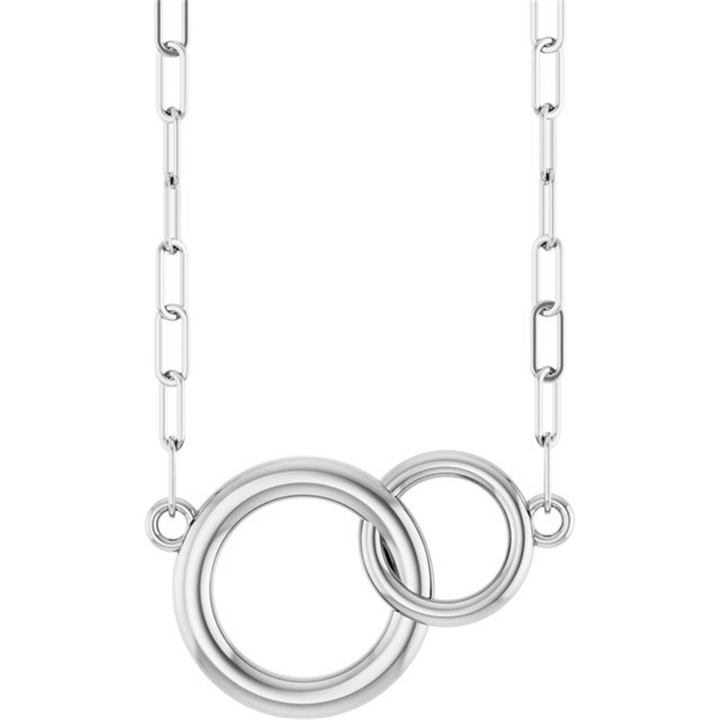 18" 14K White Gold Interlocking Circle Necklace