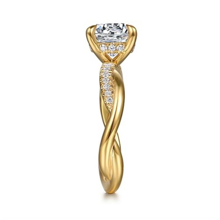 14K Yellow Gold Twist Gabriel & Co Diamond Engagement Ring