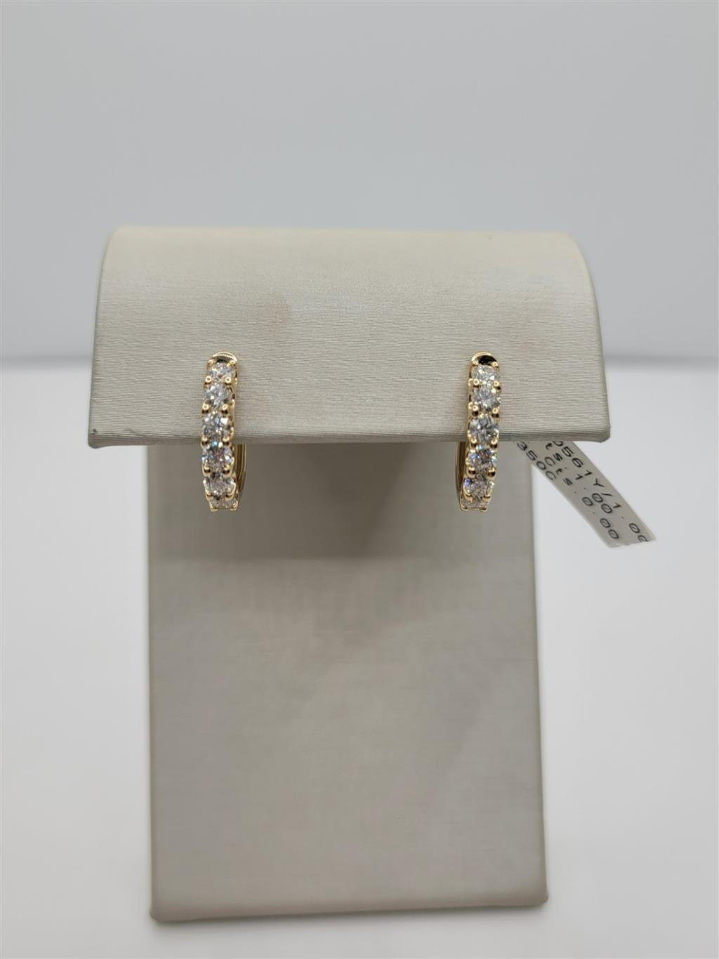 14K Yellow Gold Diamond Huggie Hoop Earrings