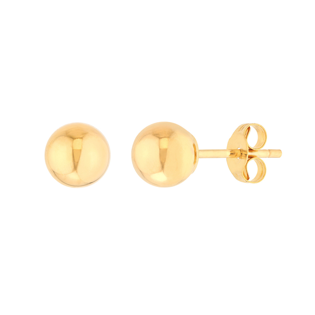 14K Yellow Gold 5mm Hollow Ball Stud Earrings
