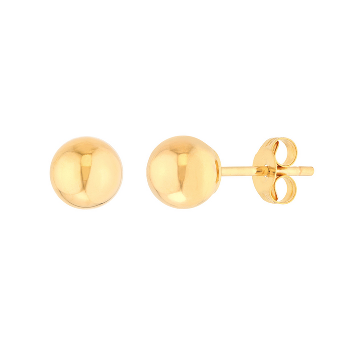 14K Yellow Gold 5mm Hollow Ball Stud Earrings