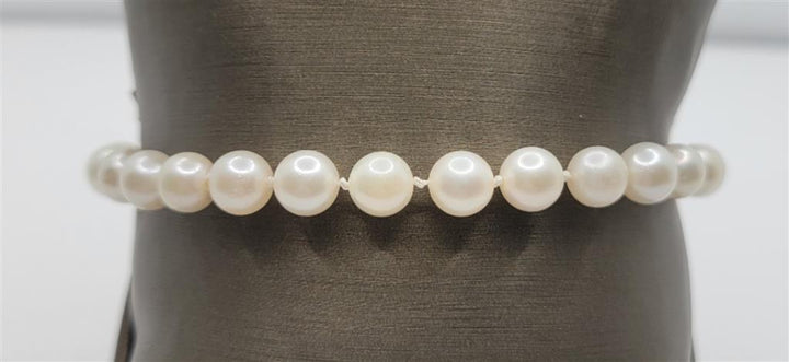 14K Yellow Gold 7.5 inch White/Cream Pearl Bracelet