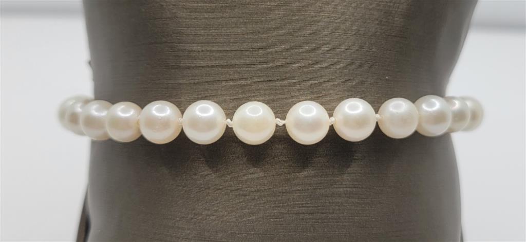 14K White Gold 8 inch 7mm Pearl  Bracelet