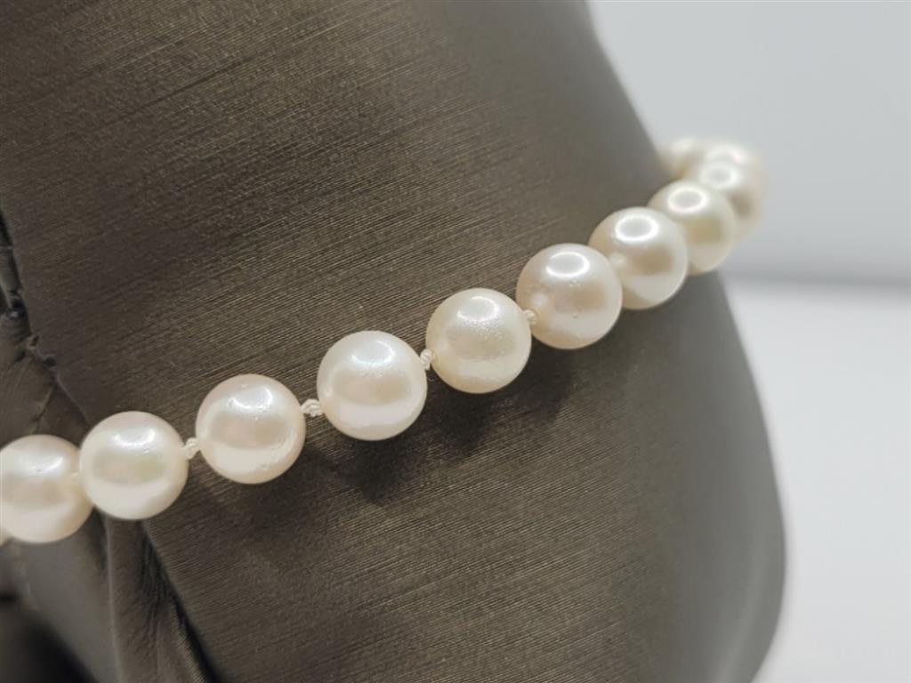 14K Yellow Gold 7.5 inch White/Cream Pearl Bracelet