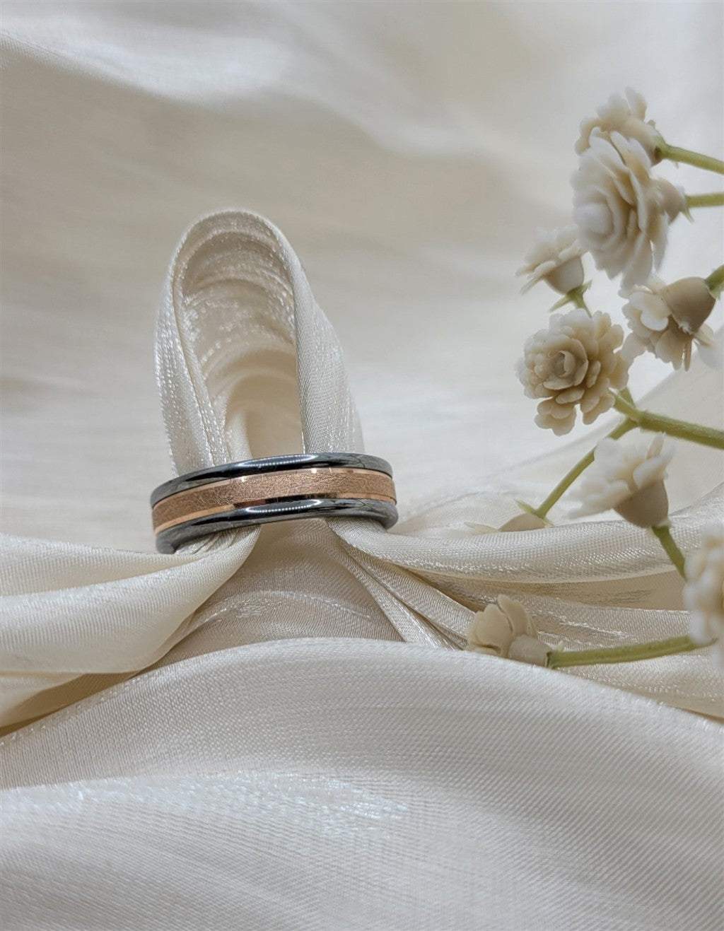 Tungsten & 14k Rose Gold 6mm Wedding Ring