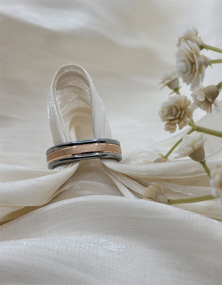 Tungsten & 14k Rose Gold 6mm Wedding Ring