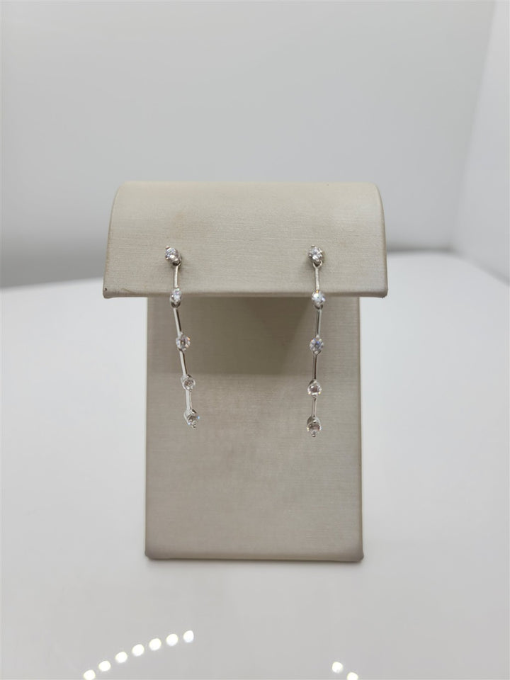 Sterling Silver Swarovski Crystal Station Dangle Earrings