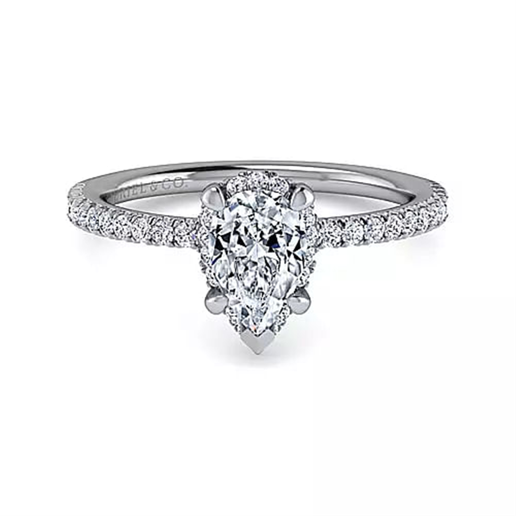 14K White Gold Gabriel & Co Diamond Engagement Ring Mounting