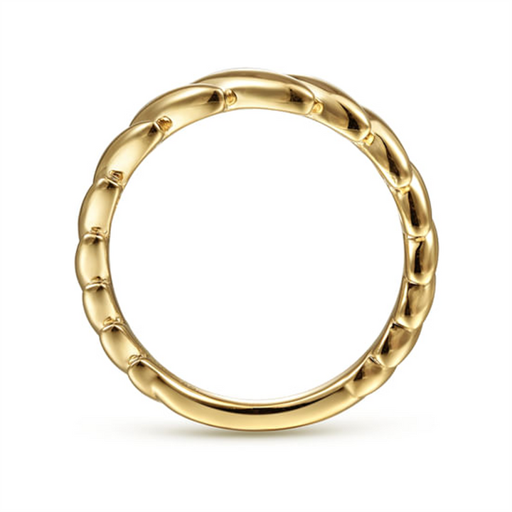 14K Yellow Gold Tilted Leaf Ring