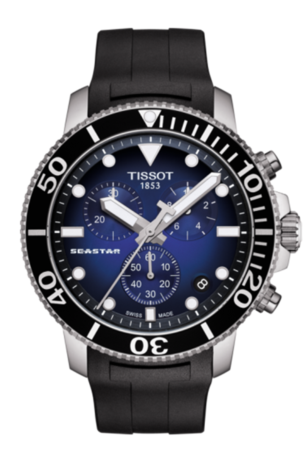 Tissot Seastar 100 Chronograph Stainless Steel & Black Rubber Strap Watch