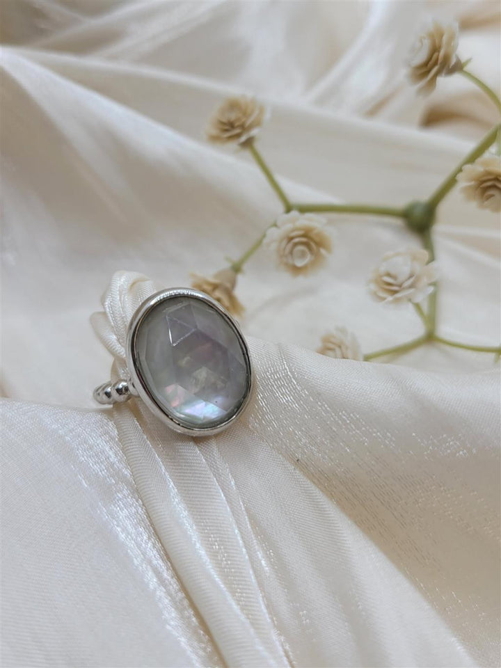 Sterling Silver "Gabriel & Co." Rock Crystal & Mother of Pearl Fashion Ring