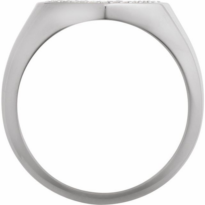 14K White Gold Diamond Heart Signet Ring
