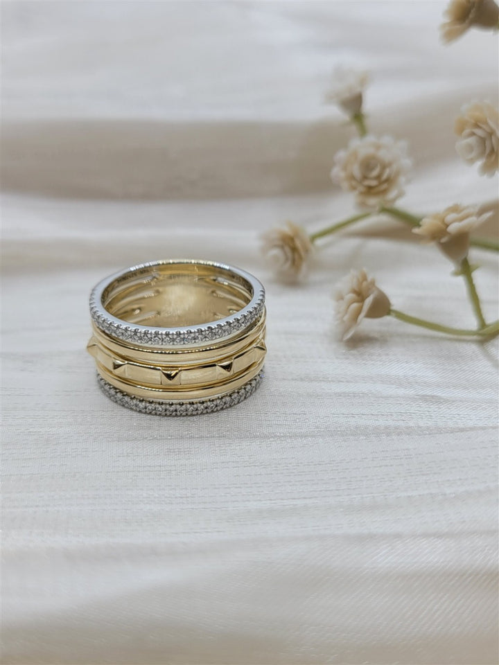 14K White & Yellow Gold Diamond Easy Stackable Ring