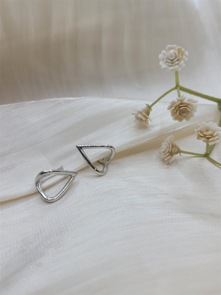 925 Sterling Silver 15mm Open Heart Huggie Earrings