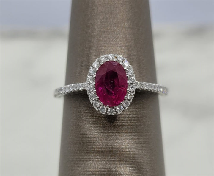 18K Two-Tone Gold Classic Ruby & Diamonds Gemstone Ring