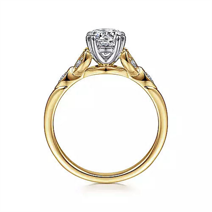 14K Two-Tone Gold "Gabriel & Co" Diamond Mounting Ring