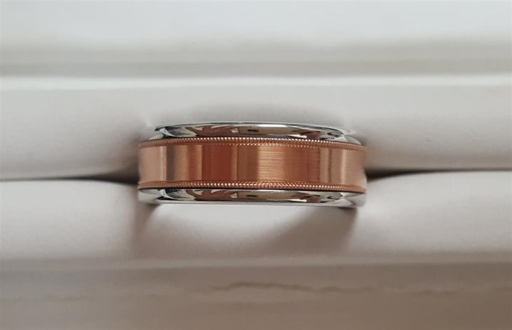 Men's Tungsten & 14k Rose Gold 8mm Wedding Band