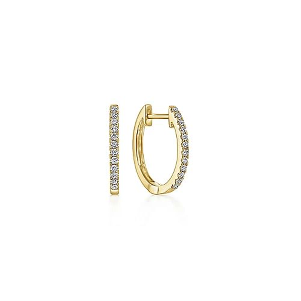 14K Yellow Gold 0.18 ctw Round cut Diamond Hoop Earrings