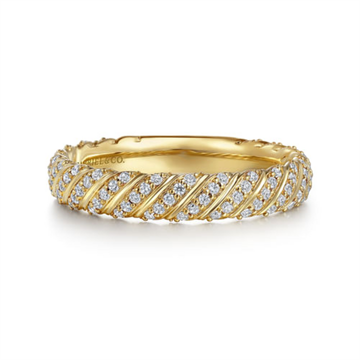 14K Yellow Gold Gabriel & Co Diamond Stackable Fashion Ring