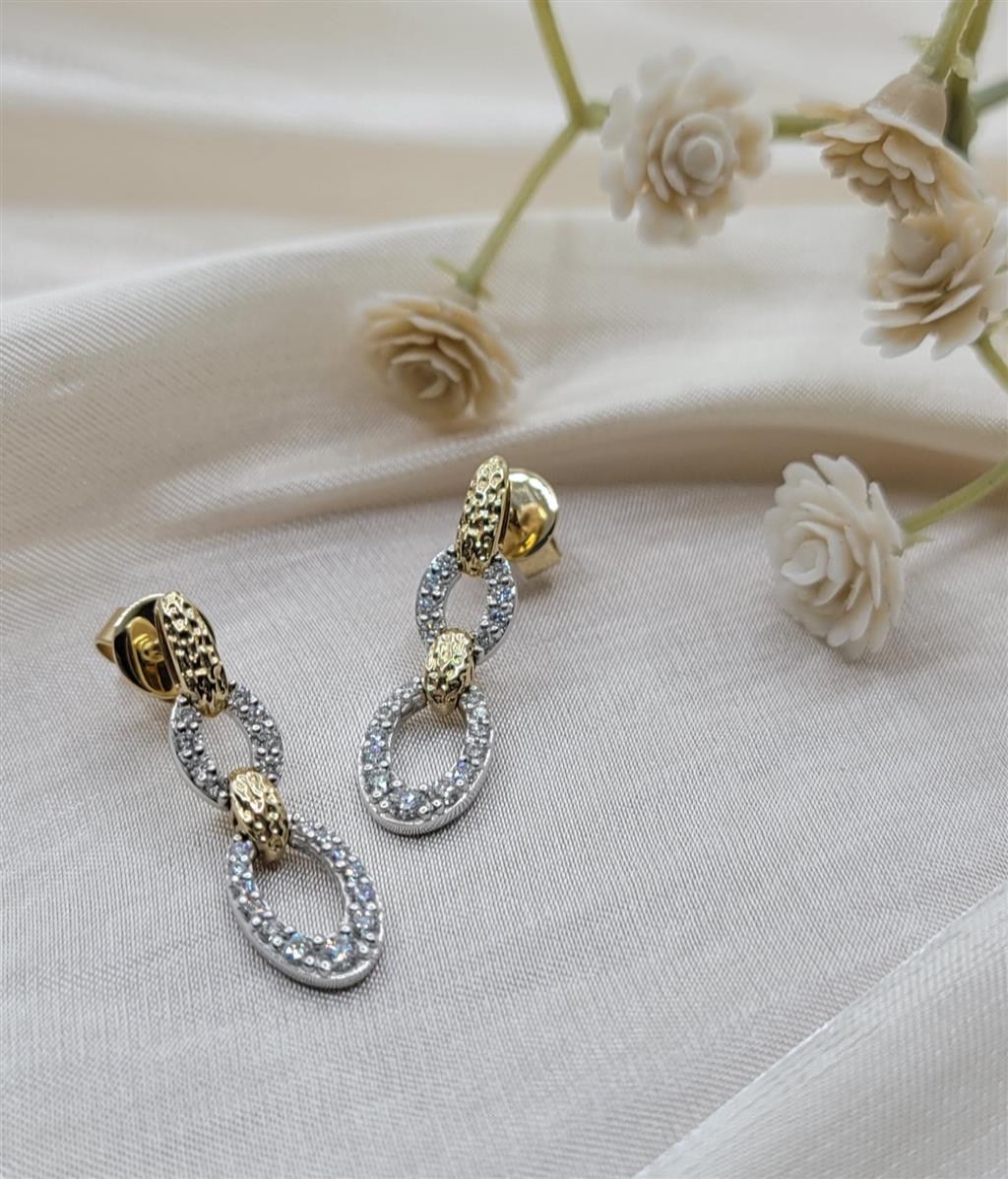 14K Two-Tone Gold Diamond Fashion Earrings